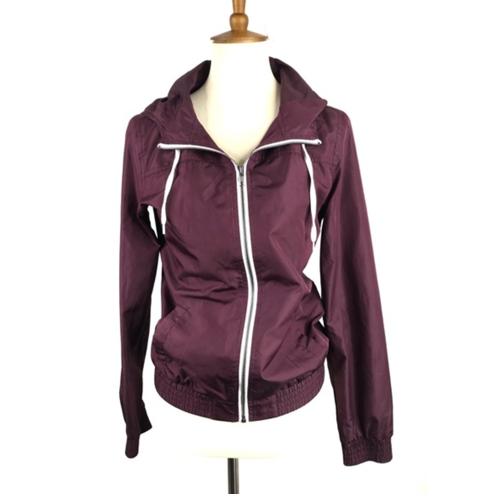 Zine Maroon Long Sleeve Zip Up Windbreaker